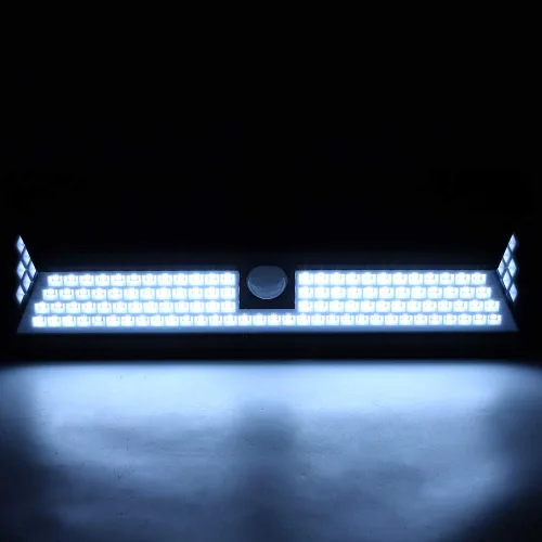 Vista 9 de Walfront Luz solar de pared con sensor de movimiento, 118 LED, 3 modos de iluminación, luz de seguridad impermeable para exteriores, para patio