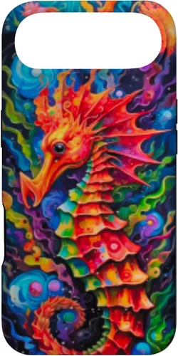 Vista 26 de Funda para iPhone 14 Plus Seahorse Coastal Colorful Ocean Life Art Aquarium Lover Case