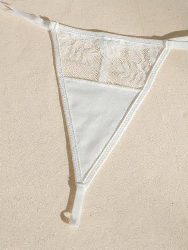 Vista 4 de SHENHE Vestido de lencería transparente con volantes y encaje para mujer, con tanga