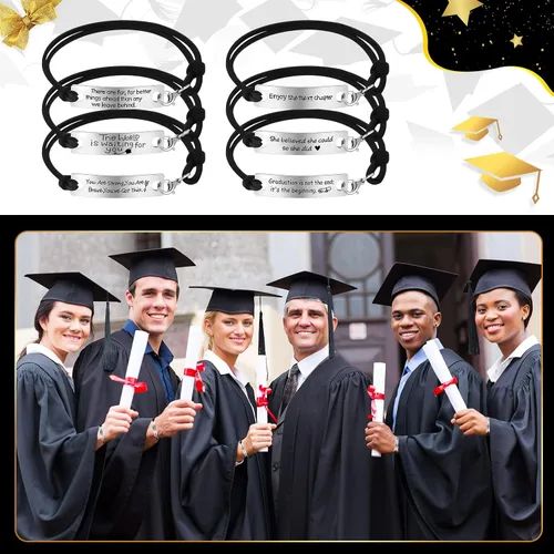 Vista 5 de Batiyeer 30 pulseras inspiradoras de graduación, regalos inspiradores para la clase de 2024, pulseras motivacionales ajustables con citas