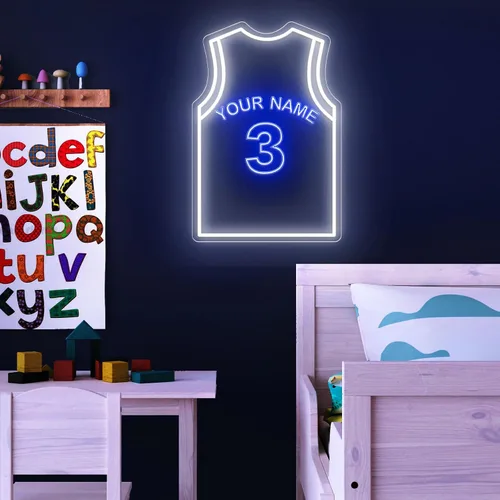 Vista 3 de Letreros de neón de jersey de baloncesto personalizables, letrero de neón LED personalizable para decoración de pared, luces de neón LED