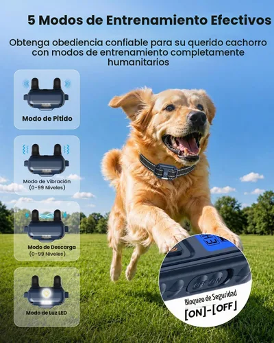 Vista 2 de Collar electrónico para perro con control remoto, collar de entrenamiento de perro impermeable de 2600 pies para perros pequeños, medianos