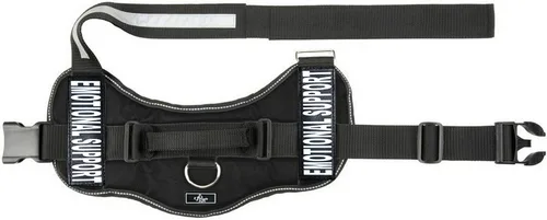 Vista 3 de Doggie Stylz Chaleco de apoyo emocional para perro con 2 parches de animales de apoyo emocional extraíbles, reflectante, ligero, fresco, suave, Negro