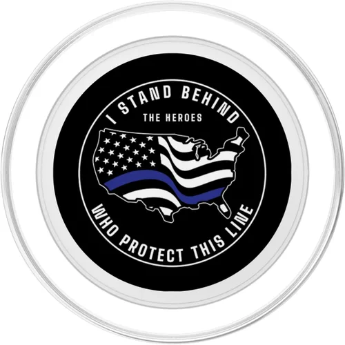 Vista 2 de Back The Blue - Bandera de línea azul delgada bandera de policía PopSockets PopSockets PopGrip: agarre intercambiable para teléfonos y tabletas