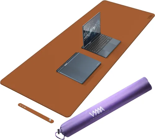 Vista 22 de Vyaaa 63" x 24" PU Leather Desk Mat, Black Large Mouse Pad Extra Large Office Desk Mat, Non-Slip Desk Blotter, Laptop Desk Pad, Waterproof Desk