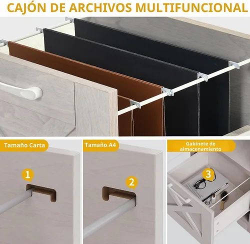 Vista 5 de DWVO Escritorio en forma de L con cajón de archivos, escritorio de esquina de 60 pulgadas con tomas de corriente, escritorio de oficina en casa