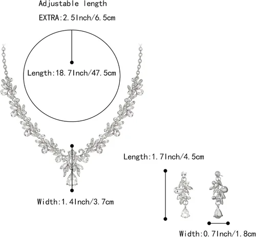 Vista 4 de BriLove Juego de joyas de boda para mujer, diseño de lágrima de cristal con forma de lágrima, collar y aretes colgantes para fiesta nupcial, Cristal