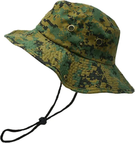Vista 18 de Glory Max Sombrero de pescador de algodón lavado con correa de barbilla gorra de pesca Sun Safari Boonie Oliva