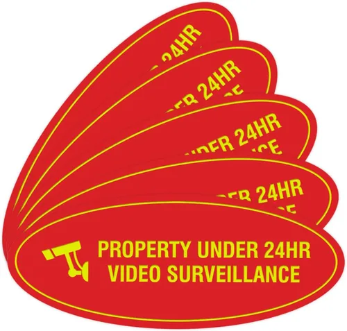 Vista 42 de Cartel de vigilancia oval PROPERTY UNDER 24HR - Negro - Pequeño (1 paquete)