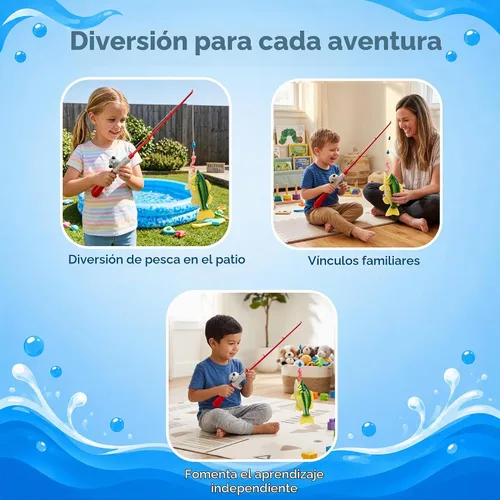 Vista 4 de Small World Toys Juego de pesca para niños, juguete magnético de pesca de bajo para niños a partir de 3 años, incluye caña de pescar para niños