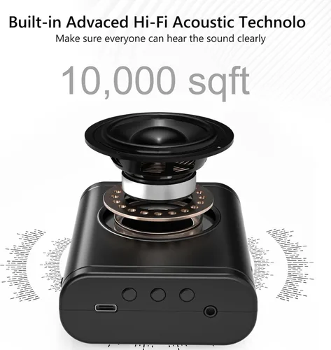 Vista 4 de Amplificador de voz inalámbrico con micrófono Lavalier inalámbrico, altavoz Bluetooth, sistema PA, soporte USB/TF/SD, micrófono omnidireccional
