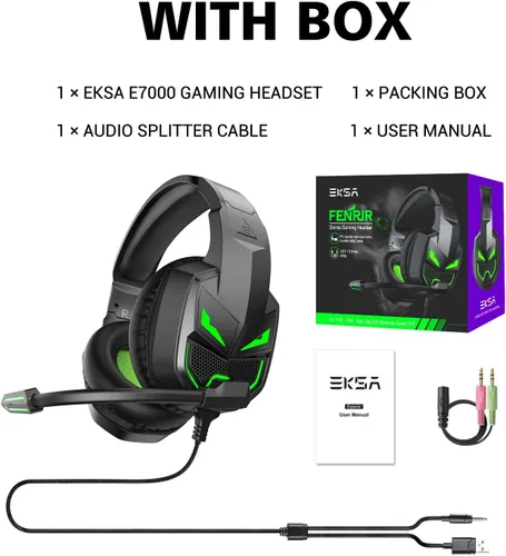 Vista 7 de EKSA Fenrir - Auriculares para juegos con micrófono, auriculares para juegos para PC, Xbox One, PS4, PC, PS5, dispositivos móviles, micrófono