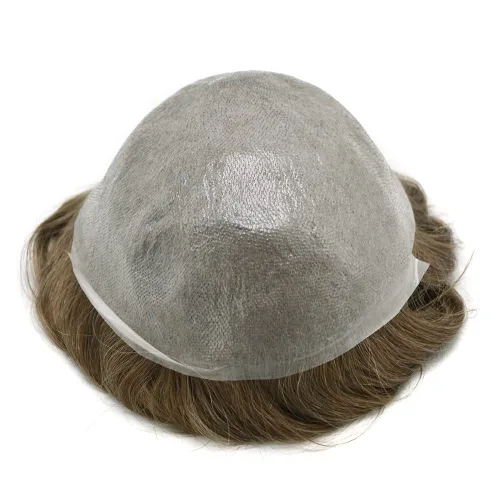 Vista 4 de Tupé de piel ultrafina para hombres Piezas de pelo Sistema de reemplazo Real Cabello humano Piezas para hombres Toupee Protesis Capilar Para Hombre