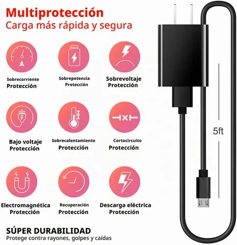 Vista 5 de Cable de carga micro USB para Samsung Galaxy J8 J3 J7 Star/Prime, Galaxy Tab A 10.1/8.0/7.0/9.7, Tab E, Tab S, Tab S2, Tab 3,4, Tab A7 10.4, Tab A
