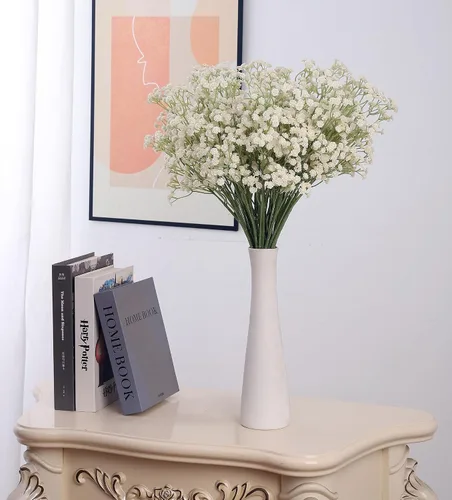 Vista 4 de Duovlo 10 piezas Flores Aliento de Bebé 23.6" Ramos Artificiales de Gypsophila Flores de Tacto Real para Decoración de Boda Hogar DIY