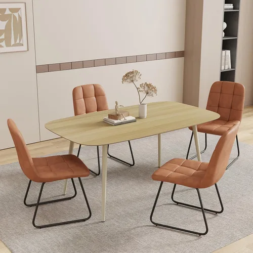 Vista 42 de HIPIHOM Mesa de comedor moderna de granja de 47.2 pulgadas, mesa de comedor rectangular de madera con patas de metal para 4 personas para comedor