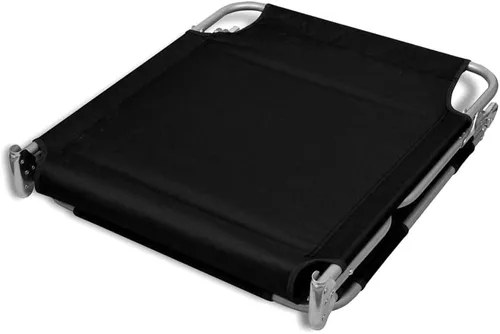 Vista 7 de Sillas de playa ligeras para adultos, tumbona plegable con cojín para la cabeza, acero recubierto de polvo, negro, sillón reclinable de campamento