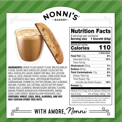 Vista 3 de Nonni's, Biscotti de almendra y toffee, 6.88 onzas