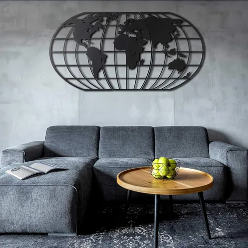 Vista 5 de Tubibu Arte de pared moderno, 100% metal, globo metálico del mapa del mundo, tamaño (23.6 x 47.2 pulgadas), colgante de pared para sala de estar