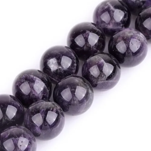 Vista 30 de GEM-Inside - 95 cuentas AA color morado oscuro de amatista de 15 pulgadas por hebra con agujero, piedras preciosas naturales y cuentas de cristal