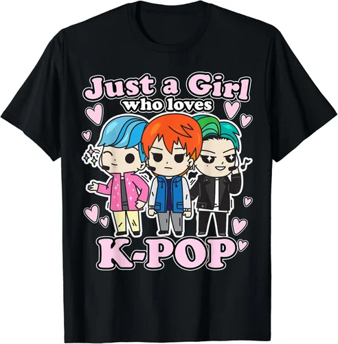 Vista 2 de Camiseta coreana K-Pop Just A Girl Who Loves K-Pop, Negro