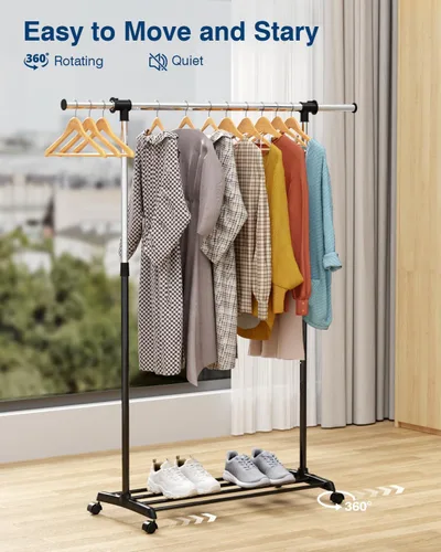 Vista 4 de Whitmor Organizador de ropa ajustable resistente, negro y cromado