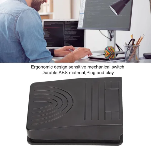 Vista 3 de Luqeeg Pedal de interruptor de pie USB, interruptor de pie ergonómico de control multimedia, teclado de soporte, mouse, juegos, función de cuerda