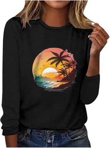 Vista 5 de Cethrio Sudaderas con cuello redondo para mujer, a la moda, casual, de gran tamaño, de manga larga, suéter para adolescentes y niñas