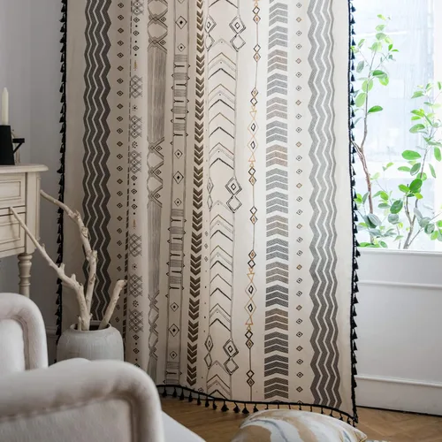 Vista 9 de VOGOL Cortinas con textura de lino con estampado floral bohemio, 59 x 63, 1 panel