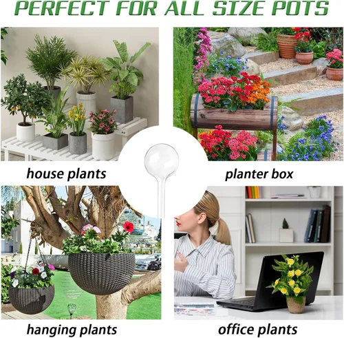 Vista 7 de Gddochn 12 piezas, globos de riego transparentes para plantas, bombillas de riego automático de plástico para jardín, globos de riego automático
