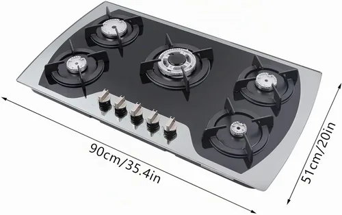 Vista 5 de AK-296 - Estufa de gas de acero inoxidable integrada de 5 quemadores, placa de gas LPG/NG de 30 pulgadas con 5 quemadores ajustables para hogar