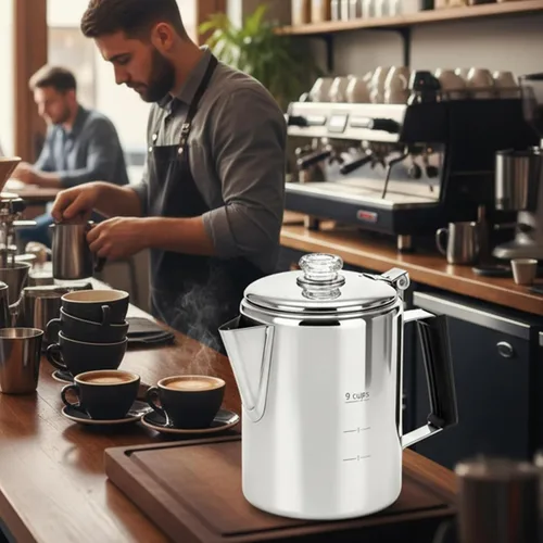 Vista 8 de Cididu Cafetera de acero inoxidable para camping, cafetera para exteriores, estufa duradera, cafetera de cerveza en fuego, ideal para campamento