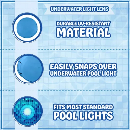 Vista 5 de Poolzilla Lente submarina incandescente azul para luz de piscina, compatible con Pentair Amerlite, 7.5 pulgadas