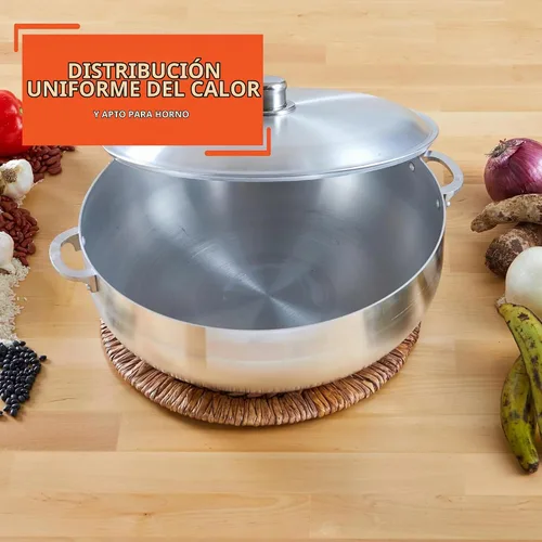 Vista 4 de IMUSA Caldero tradicional de aluminio pulido (horno holandés) con tapa, 6.9 cuartos, aluminio pulido