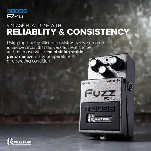 Vista 8 de BOSS FZ-1w FUZZ - Pedal de efectos de distorsión. Pedal de artesanía Waza premium todo analógico para la mejor experiencia de tono BOSS Tone. Modos
