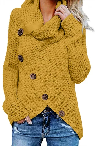 Vista 15 de GRECERELLE - Suéteres de cuello alto con cuello grueso, manga larga, dobladillo asimétrico, sueltos, de punto, para mujer, de otoño, S-2XL 02 negro