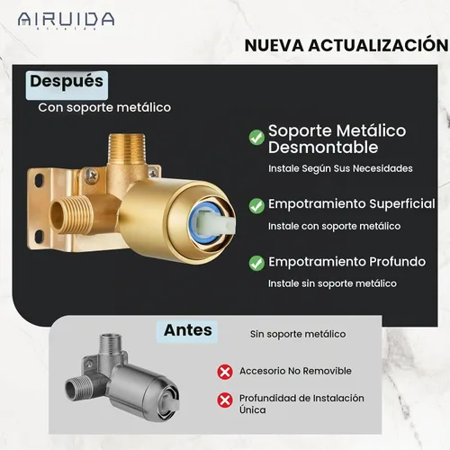 Vista 7 de Airuida Juego de grifo de ducha dorado cepillado de 10 pulgadas, sistema