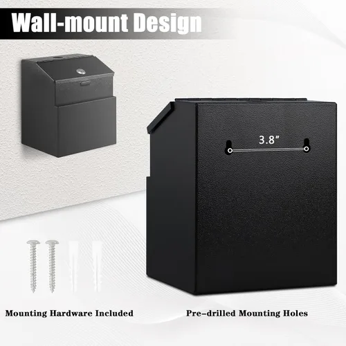 Vista 6 de KYODOLED Caja de sugerencias con candado y 50 tarjetas de sugerencia gratis, boleta de metal montada en la pared, caja de donación y colección
