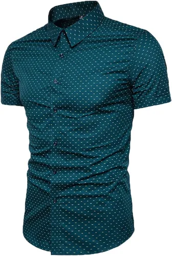 Vista 3 de MUSE FATH Camisa de vestir estampada para hombre-Algodón Casual Manga Corta Camisa de ajuste regular