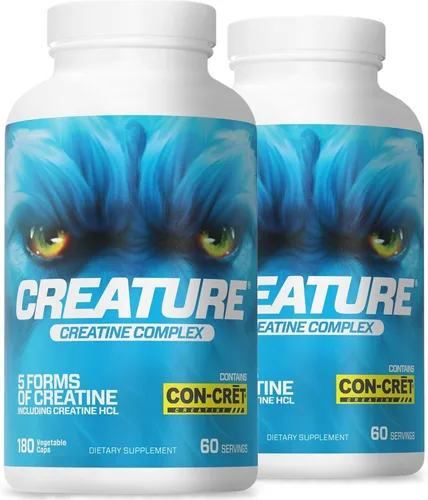 Vista 9 de CREATURE® Creatine Complex - Cápsulas de monohidrato de creatina con 5 tipos de creatina, incluyendo Con-Crēt® creatina HCL, promueve los músculos