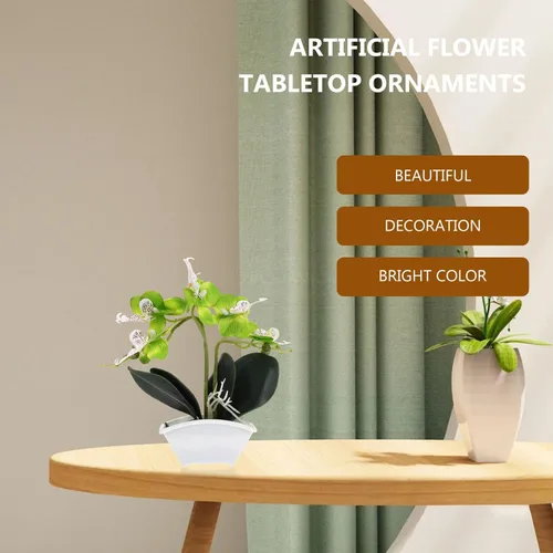 Vista 7 de ibasenice Orquídea falsa Mini Orquídeas Planta para Decoración Planta Artificial de Seda Flor para Cocina