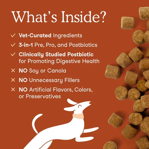 Vista 3 de Fera Pets Probióticos para perros - Salud intestinal de espectro completo, 30 masticables Chewable Probiotic for Dogs with Prebiotics &