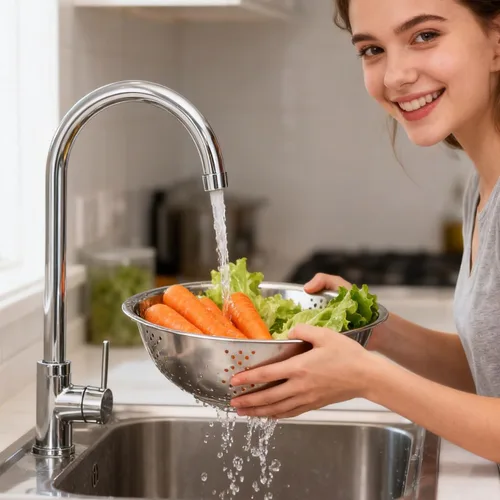Vista 9 de iplusmile Cesta de drenaje multifuncional de acero inoxidable de 10.03 pulgadas con trituradora, colador de cocina para lavar y preparar frutas