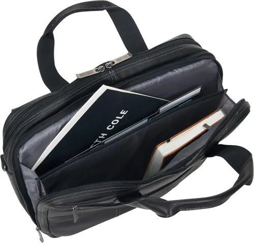 Vista 8 de Kenneth Cole REACTION "Out of the Bag" Manhattan - Bolso bandolera de cuero colombiano para laptop de 15.6" para viajes y negocios