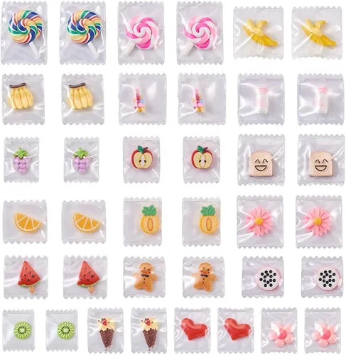 Vista 8 de Mega Pet 40 dijes de resina de frutas y verduras, fresa, piña, uva, cereza, resina, hongos, zanahoria, para bricolaje, collares, pulseras, aretes