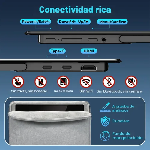 Vista 7 de Upperizon Monitor portátil de 14 pulgadas 4K 3840X2400 100000:1 100% DCI-P3 OLED HDMI USB-C Monitor de viaje para laptop, MacBook, PC, Surface PS5