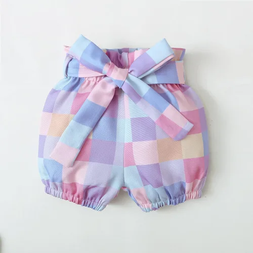 Vista 4 de Mioglrie Conjunto de ropa para bebé recién nacida, conjunto de pantalones cortos, lindos trajes de verano para bebés, ropa de bebé de algodón