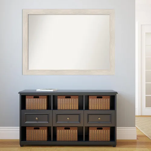Vista 5 de Amanti Art Espejo de baño blanco para sobre el fregadero, 35 x 49 pulgadas, espejo rectangular de tocador rectangular de madera blanca lavada a