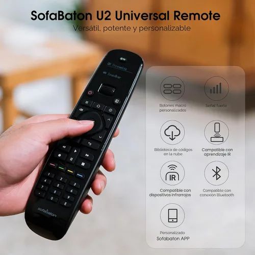Vista 2 de SofaBaton Control remoto universal U2 con botón retroiluminado y rueda de desplazamiento mejorada, control remoto universal todo en uno con control