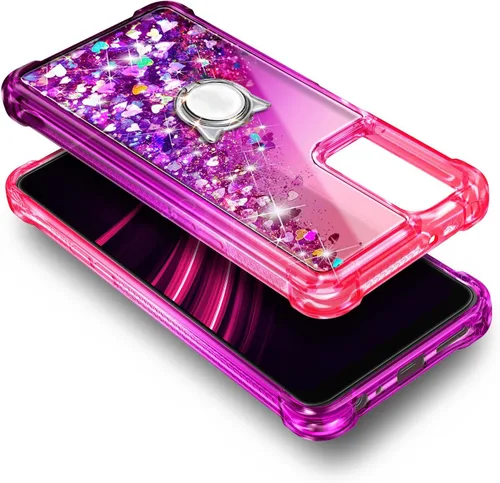 Vista 6 de NZND Funda compatible con T-Mobile Revvl V Plus 5G con protector de pantalla de vidrio templado (cobertura máxima), soporte de anillo/correa